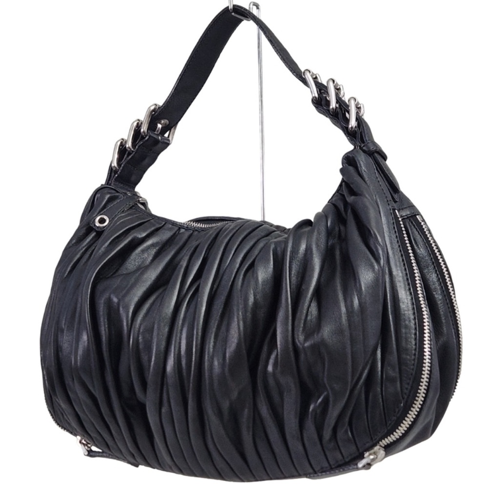 MIU MIU Black Leather Hobo Bag